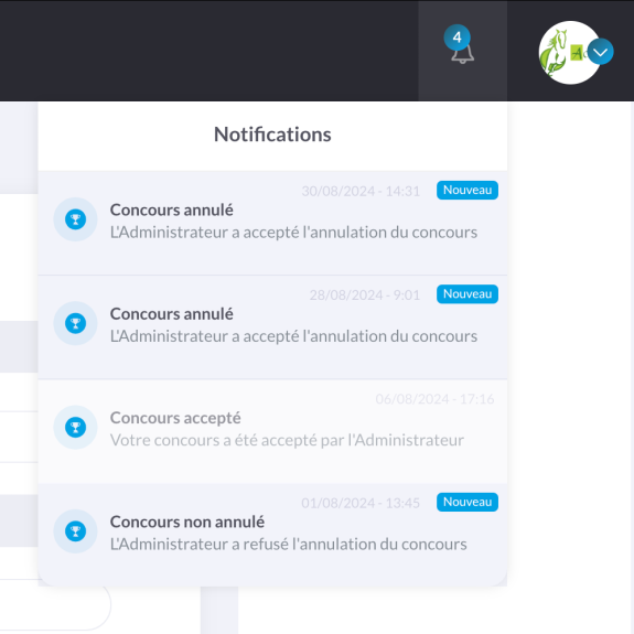 Plateforme de concours - Gestion des notifications