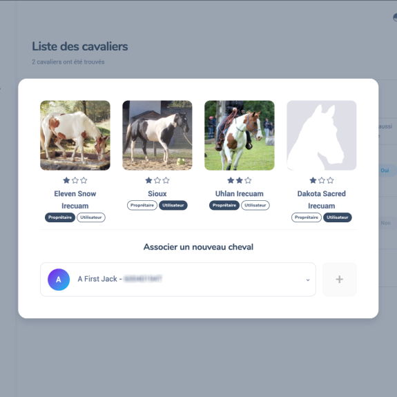 Plateforme de concours - Gestion des chevaux