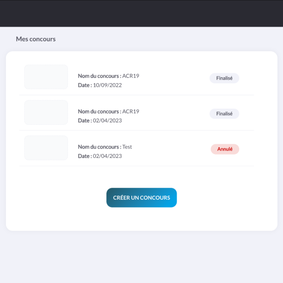 Plateforme de concours - Concours crées