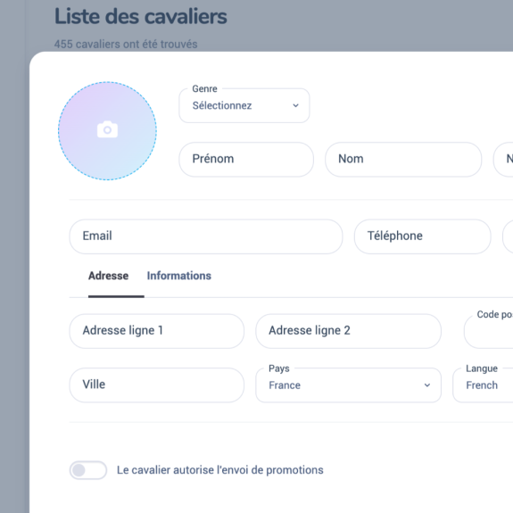 Plateforme de concours - Ajout d'un cavalier